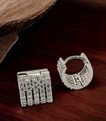 Silver plated anti tarnish american diamond hoop earrings