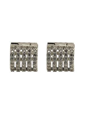 Silver plated anti tarnish american diamond hoop earrings 2
