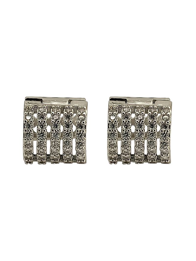 Silver plated anti tarnish american diamond hoop earrings