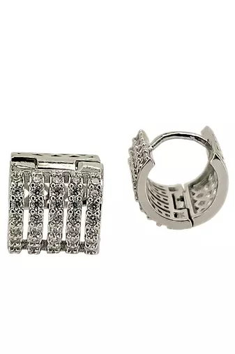 Silver plated anti tarnish american diamond hoop earrings