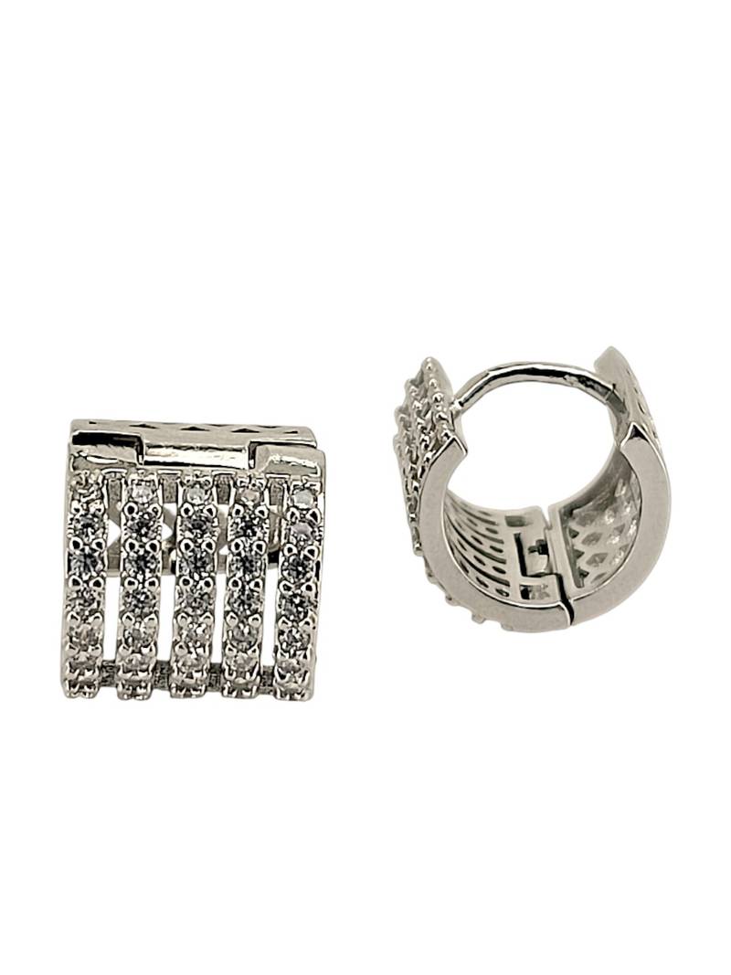 Silver plated anti tarnish american diamond hoop earrings