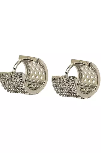 Silver plated anti tarnish american diamond hoop earrings