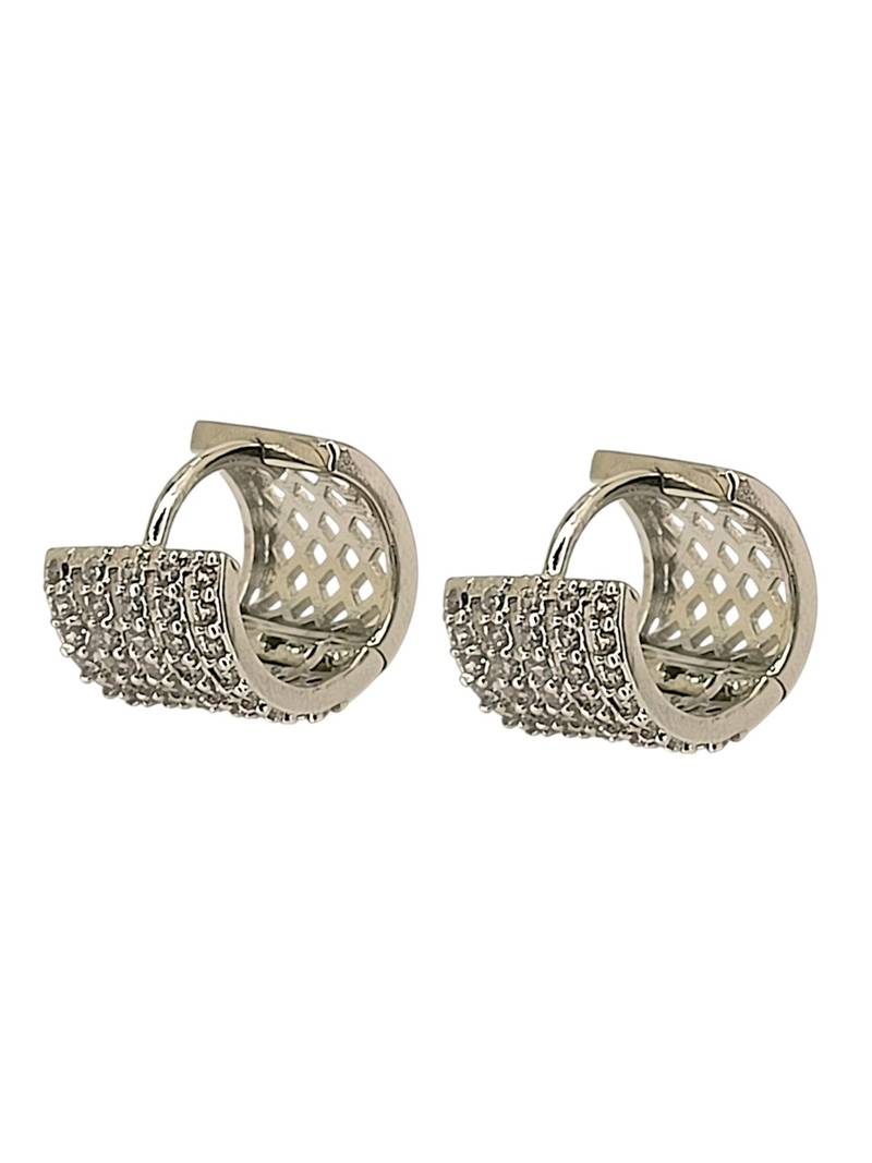 Silver plated anti tarnish american diamond hoop earrings