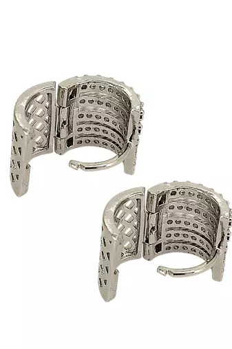 Silver plated anti tarnish american diamond hoop earrings