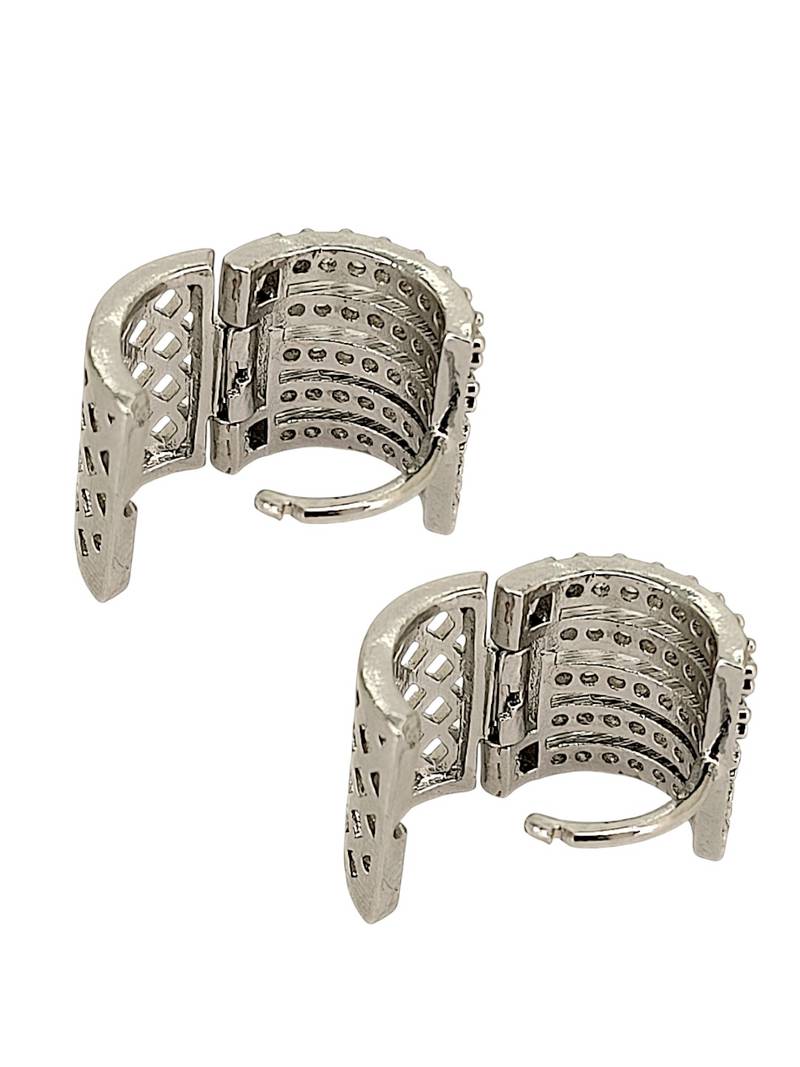 Silver plated anti tarnish american diamond hoop earrings