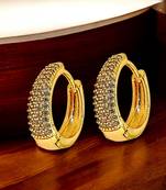 Gold plated american diamond huggie hoop earrings