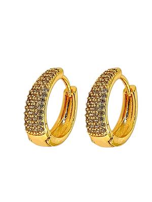 Gold plated american diamond huggie hoop earrings 2
