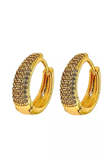 Gold plated american diamond huggie hoop earrings