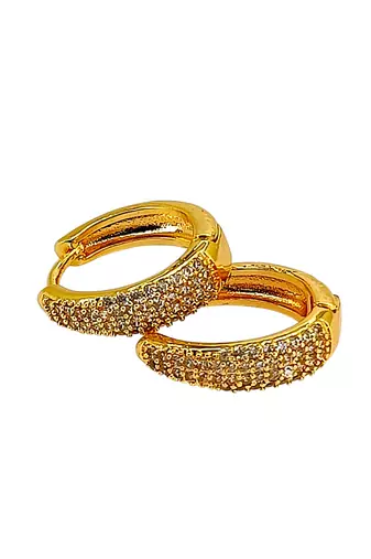 Gold plated american diamond huggie hoop earrings