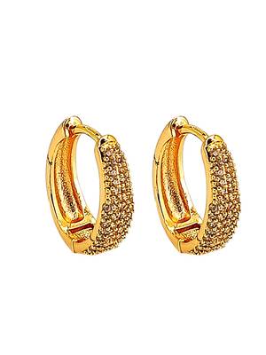 Gold plated american diamond huggie hoop earrings 4