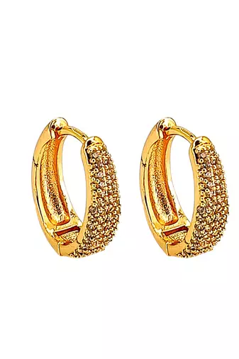 Gold plated american diamond huggie hoop earrings