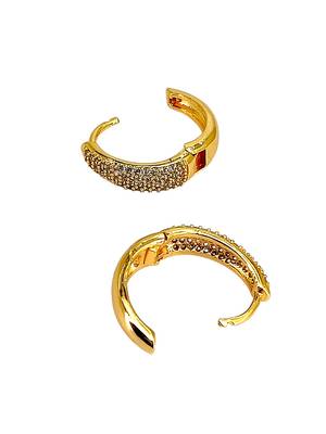 Gold plated american diamond huggie hoop earrings 5