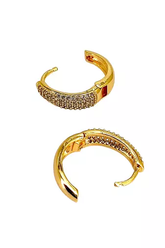 Gold plated american diamond huggie hoop earrings