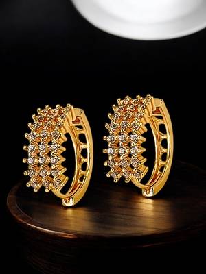 Gold plated anti tarnish american diamond hoop earrings 1