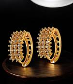 Gold plated anti tarnish american diamond hoop earrings