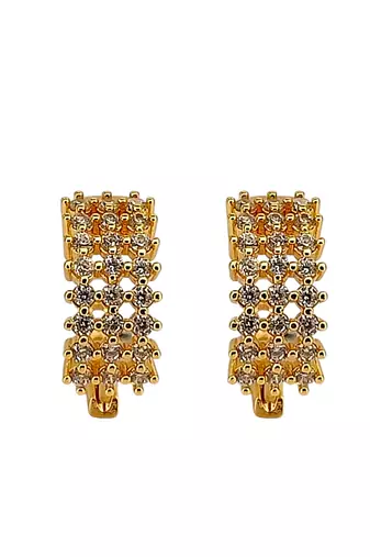 Gold plated anti tarnish american diamond hoop earrings