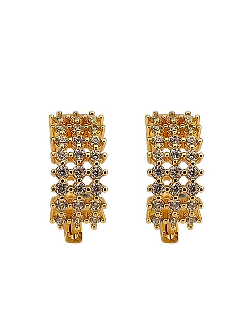 Gold plated anti tarnish american diamond hoop earrings