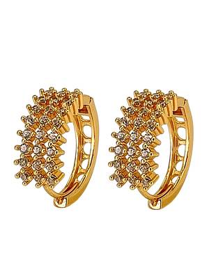 Gold plated anti tarnish american diamond hoop earrings 3