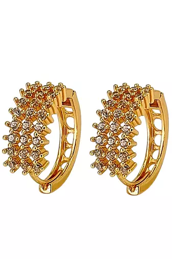 Gold plated anti tarnish american diamond hoop earrings