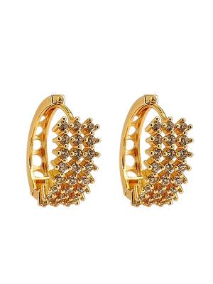 Gold plated anti tarnish american diamond hoop earrings 4