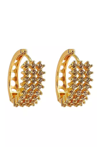 Gold plated anti tarnish american diamond hoop earrings