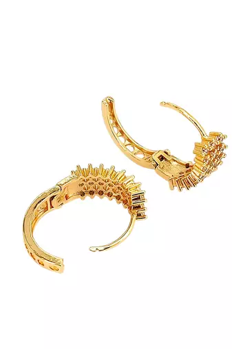 Gold plated anti tarnish american diamond hoop earrings