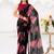Dazzling Black Floral Printed Chiffon Casual Wear Saree With Blouse