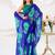 Stunning Blue Floral Printed Chiffon Office Wear Saree With Blouse