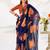 Impressive Blue Floral Printed Chiffon Casual Wear Saree With Blouse
