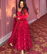 Red silk embroidered Suit Set