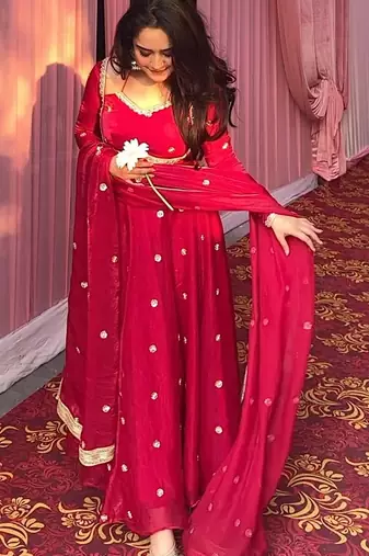 Red silk embroidered Suit Set