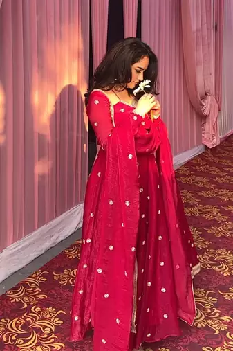 Red silk embroidered Suit Set