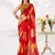 Red Floral Printed Chiffon Office Wear Saree With Blouse