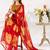 Attractive Red Floral Printed Chiffon Office Wear Saree With Blouse
