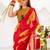 Attractive Red Floral Printed Chiffon Office Wear Saree With Blouse