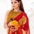 Attractive Red Floral Printed Chiffon Office Wear Saree With Blouse