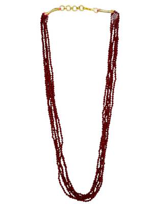 Gold plated maroon beads multi layer necklace and chain 2