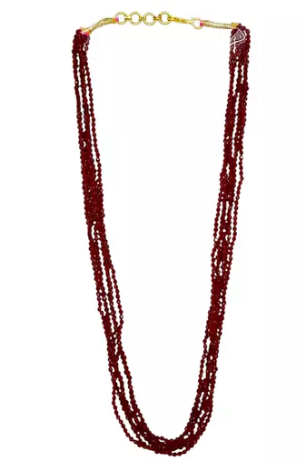 Gold plated maroon beads multi layer necklace and chain
