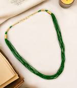 Gold plated green beads multi layer necklace and chain