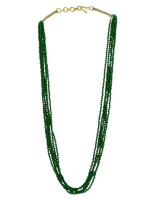 Gold plated green beads multi layer necklace and chain 2