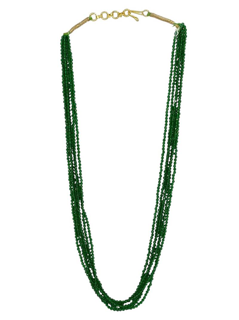 Gold plated green beads multi layer necklace and chain