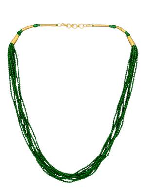 Gold plated green beads multi layer necklace and chain 3
