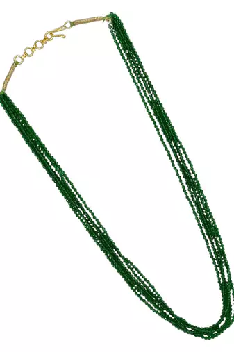 Gold plated green beads multi layer necklace and chain