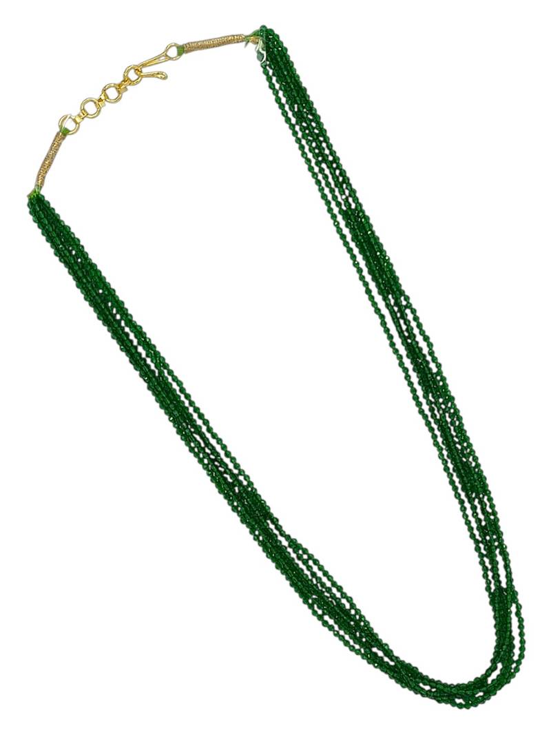 Gold plated green beads multi layer necklace and chain