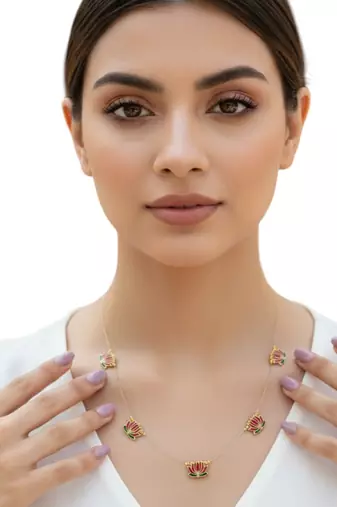 Gold plated latus design necklace and chain