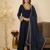 Navy Blue Pakistani Style Suit with Ethnic Gotta Lace Work