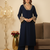 Navy Blue Pakistani Style Suit with Ethnic Gotta Lace Work
