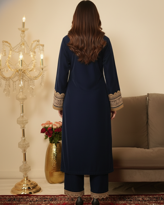 Navy Blue Ethnic Gotta Lace Work Suit  4