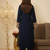Navy Blue Pakistani Style Suit with Ethnic Gotta Lace Work