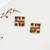 Abhika creations handcrafted colour-block square studs with leaf motif centre